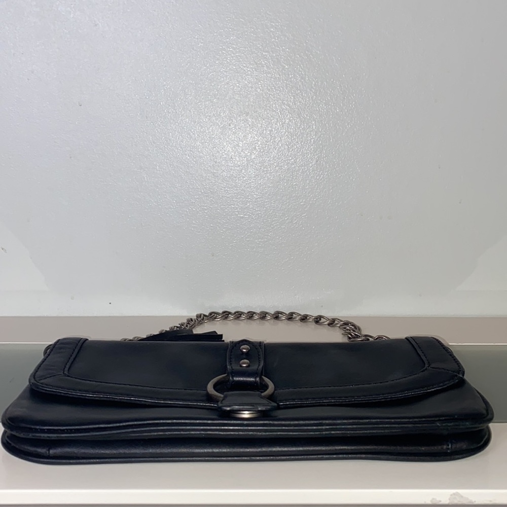 Express Black Genuine Leather Chain Tassel Shoulder Purse - Picture 15 of 15